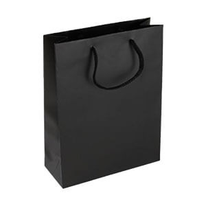 black paper bags with handles